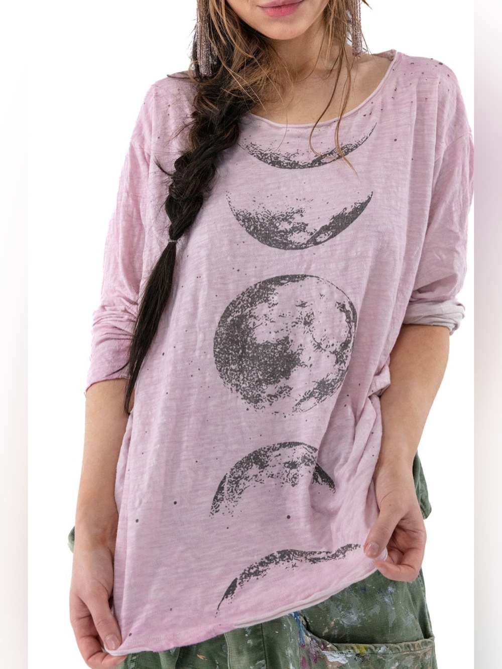 🌸Magnolia Pearl Jersey Moon Phases Stars Tee Pink OS